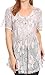 Sakkas Maliky Wide Corset Neck Floral Embroidered Cap Sleeve Blouse Top Shirt