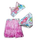 Circo - Infant Girls 3 Piece Floral Swimset, Bikini And Hula Skirt, Pink, Blue
