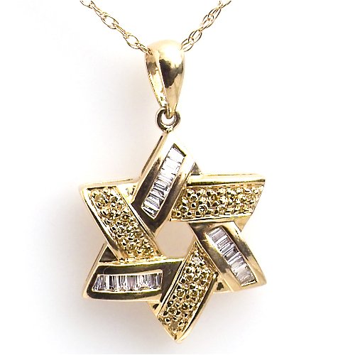 0.3 Carat 18KWG Yellow Diamond Star of David Pendant