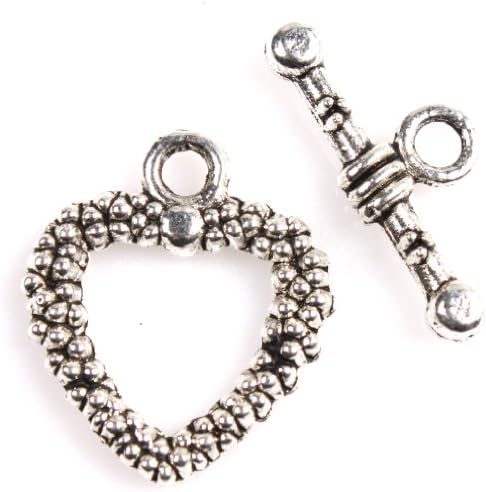 Heart Vintage Silvery Charms Alloy Toggle Clasp Findings 25