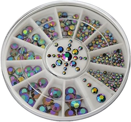 Colorlife 1 Wheel Black Holographic Glitter Rhinestone Magic Color Nail Art Decoration 3 Sizes with Exclusive Photo Frame