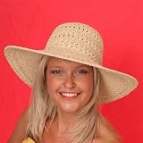 Ladies Crushable Wide Brim Straw Hat Natural Ref: S91IMAGE