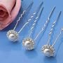 Bridal Hair Pin, Pearl Center with Rhinestone (Set of 12) 271