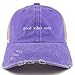 Trendy Apparel Shop Good Vibes Only Embroidered Frayed Bill Trucker Mesh Back Cap - Purple