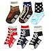 KF Baby Non-Skid Baby Boy Shoe Socks, 6 Pairs, for 12-24 Months
