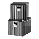 Magazine Storage Boxes With Lid (Width 33cm X Depth 38cm X Hight 30cm) White and Black - Pack of 4