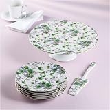 Review Studio Silversmiths  / 12 INCH FOOTED PLATTER AND 6 PLATES WITH SERVER