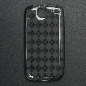 Premium Flexi Crystal Plastic Skin Snap-on Case for Google Nexus One 1 - Smoke Diamond Plaid Checkers Print