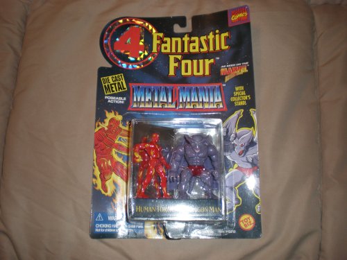  Fantastic Four Metal Mania Human Torch Vs. Dragon Man Die Cast Metal Poseable Figures