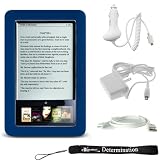 Slim High Quality Durable Silicone Skin Case Customer Made For Barnes & Noble Nook eBook Reader (Navy, Blue, Dark Blue) + Includes a 4-Inch eBigvalue Determination Hand Strap