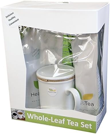 Health And Tea Whole-Leaf Tea Set (includes Green Tea, White Tea, and Porcelain Cup with Infuser).