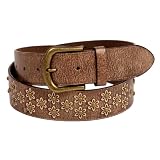 51HS%2Bs4HuCL. SL160  Womens New Brown Flower Studded Belt 1.5 Inches By Landes Size Small (32)