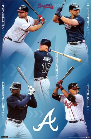 Atlanta Braves 2011 McCann Uggla Jones Prado Heyward Sports Poster Print - 24x36 Poster Print, 22x34
