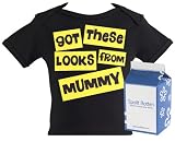 Spoilt Rotten - Got These Looks From Mummy Baby & Toddler Lap T-Shirt 100% Organic Sizes 0M upto 6 yrs BLACK + in funky Milk Carton