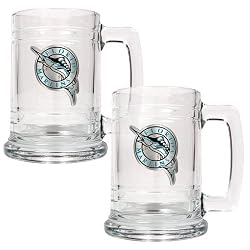 Florida Marlins MLB 2pc 15oz Glass Tankard Set- Primary Logo by Great American Products