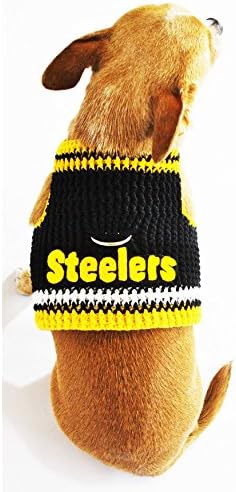 Pittsburgh Steelers Dog Harness NFL Dog Clothes Football Pet Costumes Super Bowl Dog Jerseys AFL Puppy Clothes Chihuahua Harnesses Handmade Crochet Dh50 By Myknitt (XS)