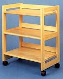 All Natural Wood 3 Shelf Storage Kitchen Utility Serving Cart on Casters