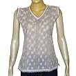 White Cotton Dress Chikan Embroidered Kurti Size M