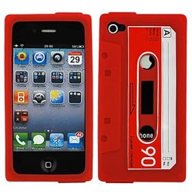 GTMax Red Classic Cassette Silicone Case Skin For Iphone 4 4th 4g