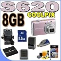 Nikon Coolpix S620 12.2MP Digital Camera with 4x Optical Vibration Reduction (VR) Zoom and 2.7 inch LCD (Dusty Pink)
