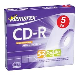 52x Write-Once CD-R - 5 Pack, Jewel Case