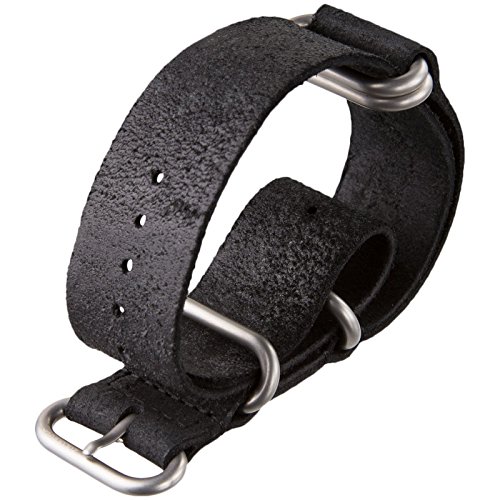 [*5*] ZULUDIVER Genuine Leather Watch Band ZULU Black 22mm Braceletsfr40