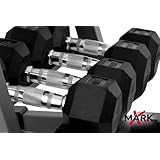 XMark Fitness Rubber Hex Dumbbell Set