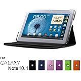 GMYLE Black PU Leather 360 Degree Rotating Swivel Folio Case Cover With Adjustable Multi Angle Stand For Samsung Galaxy Note 10.1 N8000 Tablet