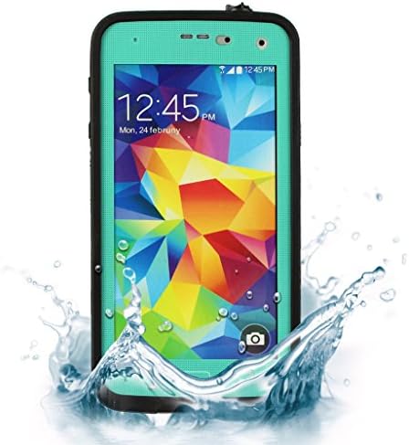 Waterproof Samsung Galaxy S5 Case, IP68 Fully Sealed Snowproof and Dustproof, Rugged Shockproof Protective Phone Case Cover for Galaxy S5 Cyan