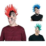 PMG Mens Tattooed Mohawk Punk Rocker Fancy Dress Halloween Wig