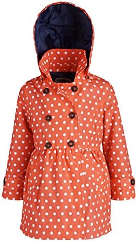 Osh Kosh Little Girls Double Breasted Hooded Dressy Waisted Spring Trenchcoat - Dot Print (Size 3T)