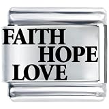 Faith Hope Love Hearts Italian Charms Bracelet Link