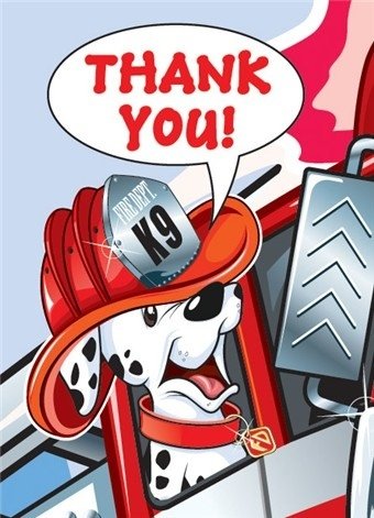 Fast Fire Engine Party Thank You Cards 12 Pack