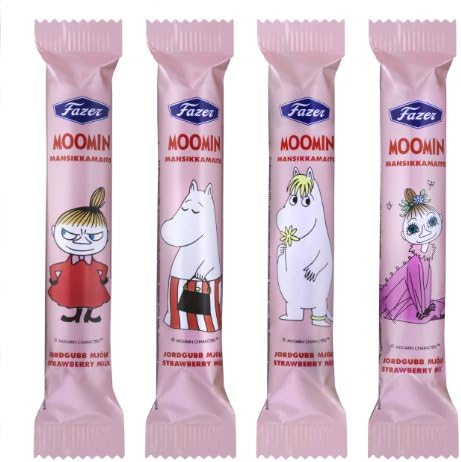 10 Bars X 18g of Fazer Moomin Truffle Milk Chocolate with Strawberry