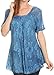 Sakkas Maliky Wide Corset Neck Floral Embroidered Cap Sleeve Blouse Top Shirt