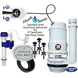 FlushSaver 3" DRAIN STANDARD LEVER HANDLE Dual-Flush Deluxe DIY Conversion Kit - FITS STANDARD 3" DRAIN TWO PIECE TOILETS. Converts standard toilets into efficient dual-flush systems. STAINLESS STEEL 3 BOLTS