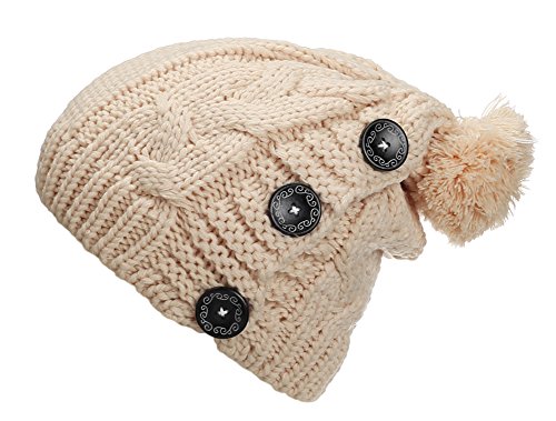 Spikerking Womens Winter Knitting Wool Hat,Beige