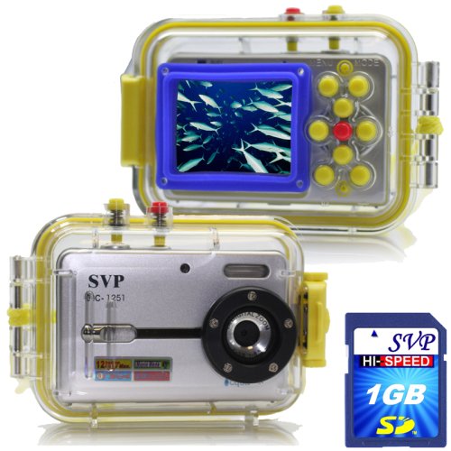 SVP Acqua DC-1251S 12MP Max. Digital Still Camera with waterproof case (SVP 1GB High Speed SD Card Included)