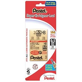 Pentel Super High-Polymer Lead, 0.5mm Lead Size, Tube of 12, 12 Tubes per Order (C505BPHB-K6)