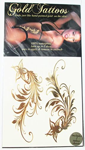 Gold Tattoos 2pk - Flower Scrolls