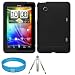 Black Two Piece Snap-On Shiled Protector Case for HTC Flyer Tablet also compatible with Sprint HTC EVO View 4G Android Tablet + Silver Metal Stand for HTC Flyer + SumacLife TM Wisdom*Courage Wristband