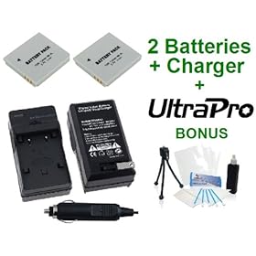 2-Pack Canon NB-6L High-Capacity Replacement Batteries with Rapid Travel Charger for Canon SD770 IS, SD980 IS, SD1200 IS, SD1300 IS, SD3500 IS, SD4000 IS, S85, S90, S95 Digital Cameras - UltraPro BONUS INCLUDED: Camera Cleaning Kit, Camera Screen Protector, Mini Travel Tripod