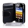 Yousave Accessories TM Schwarz Leder Brieftasche Flip H�lle Tasche F�r Das Samsung Galaxy Y S5360 Mit Displayschutz Folie Und Graues Micro Faser Poliertuch