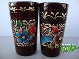 Tequila Shot Glass Set of 2 Hand Crafted, & Painted Originally Detailed w/ Monarch Butterfly [Michoacan Mexico]Unique one of a kind