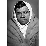 Professionally Framed Babe Ruth Towel Archival Photo Poster Print - 13x19 with RichAndFramous Black Wood Frame