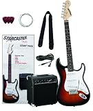 Fender Starcaster Start Electric Guitar Starter Pack, Sunburst