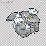 Vinyl Sticker Decal Sailor Shark Iphone Samsung Library Office Atv Car Garage bike deep fins danger breaching (8 X 6,98 Inches) Fully Waterproof Printed vinyl sticker