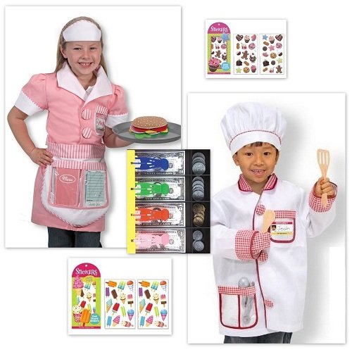 Melissa and Doug Waitress and Chef Outfit Dress Up Costume Set 101.12