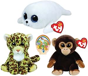 Amazon.com: Ty Beanie Babies Bananas Monkey & Spotty Leopard, ICY White