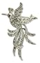 Garnet and marcasite brooch, 'Peacock in Flight'